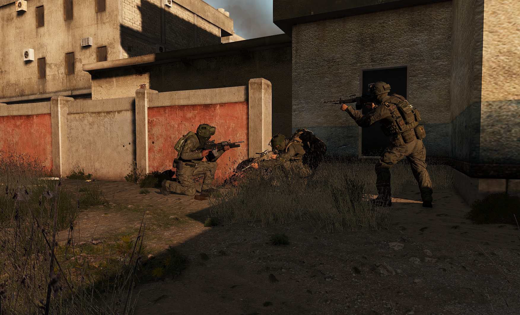 Arma squad conducting an urban operation